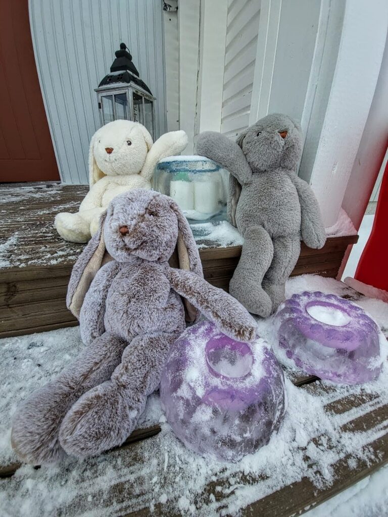 pehmoleluja lumisilla portailla