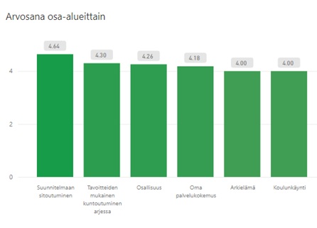 Arvosanat osa-alueittain.